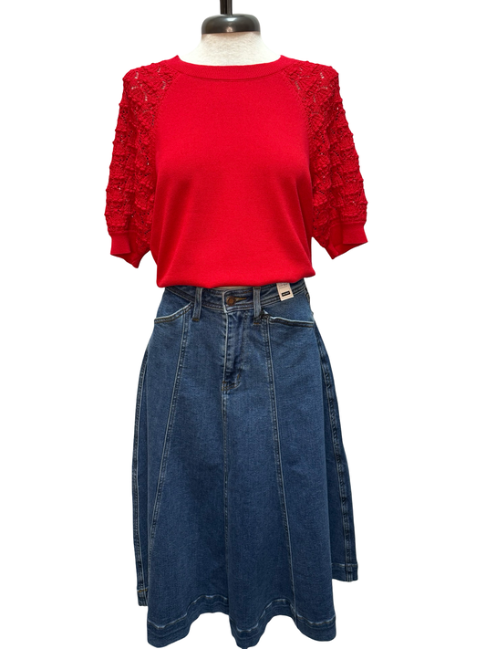 Judy Blue HW Lasso Denim Skirt Medium Stone