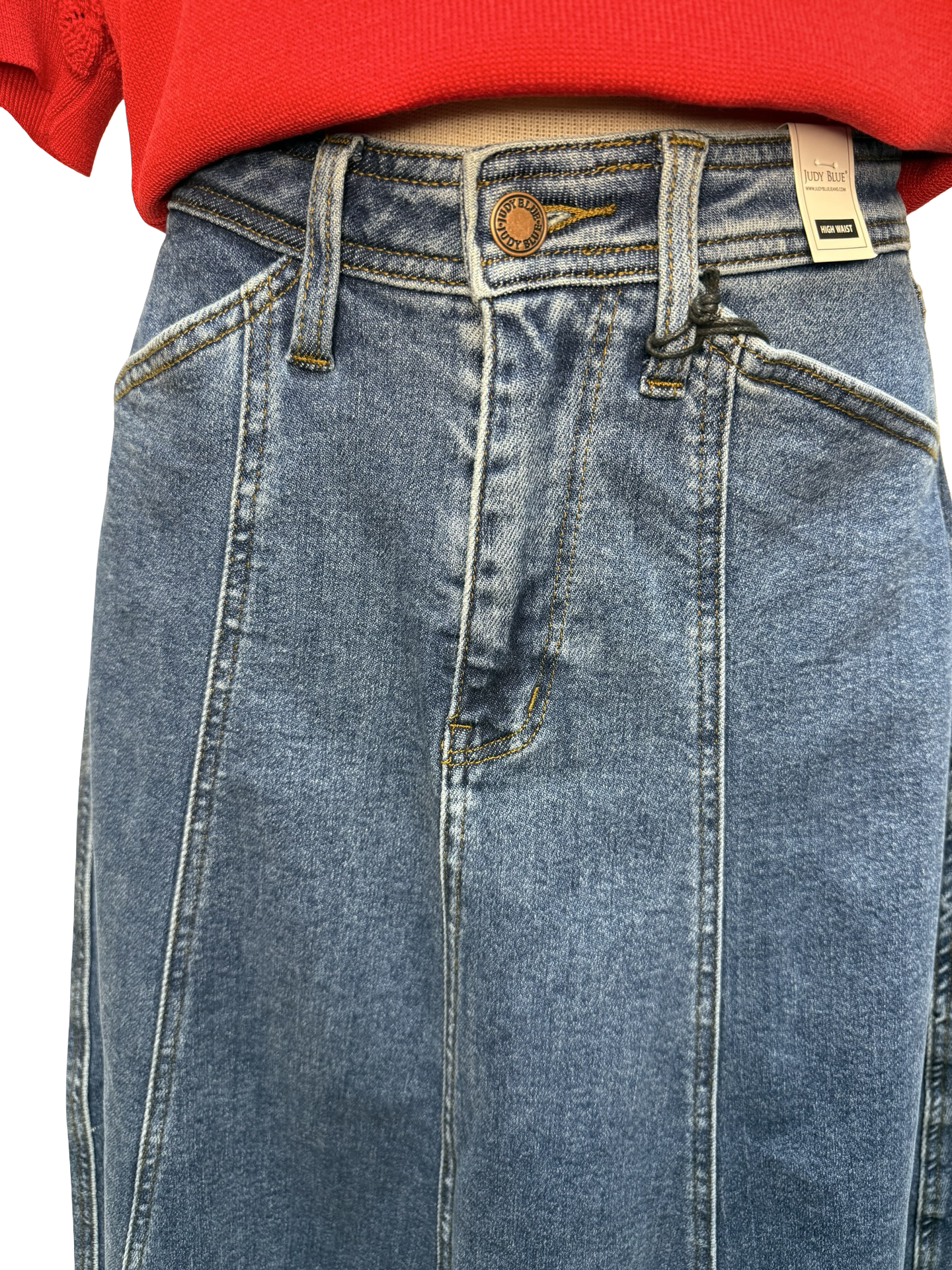 Judy Blue HW Lasso Denim Skirt Medium Stone