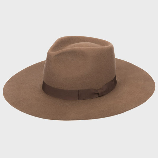 Julian Wool Felt Stiff Brim Fedora Brown