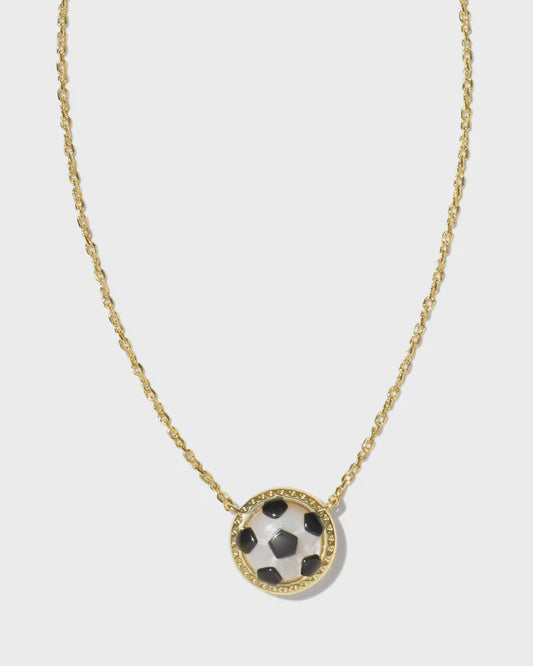 Soccer Short Pendant Necklace Gold Ivory Mother of Pearl