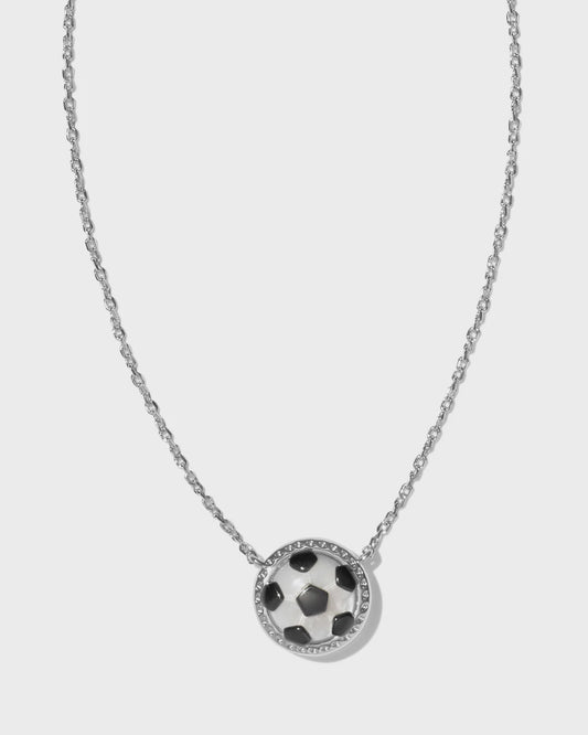 Soccer Short Pendant Necklace Silver Ivory Mother of Pearl