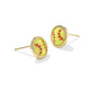 Softball Stud Earrings Gold Chartreuse Magnesite