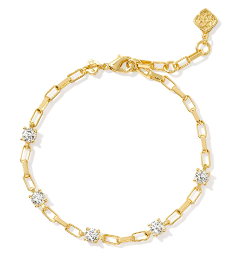 Lexi Chain Bracelet Gold White Crystal