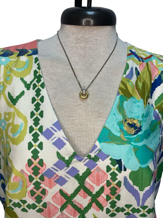V Neck Short Sleeve Shift Dress