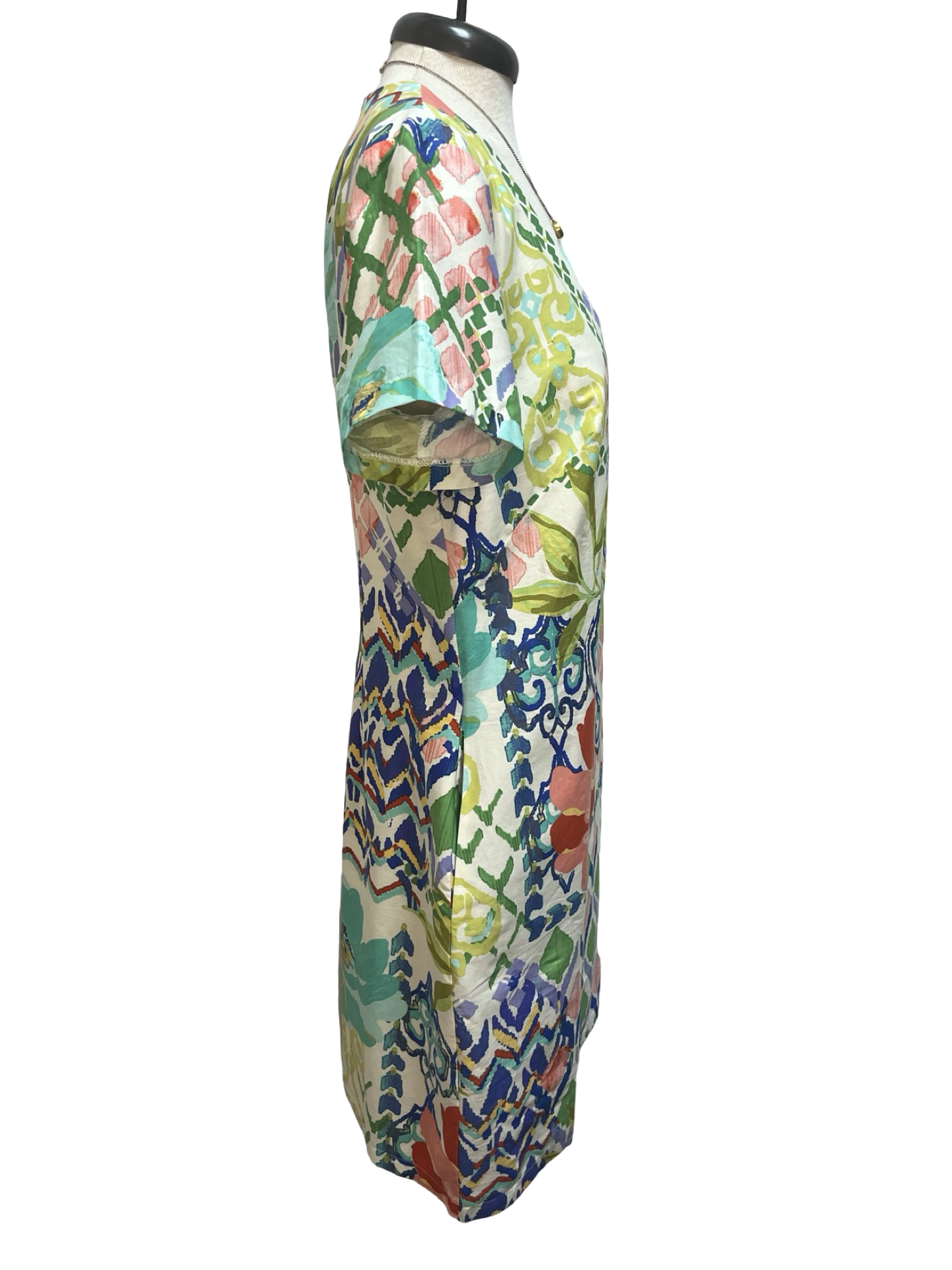 V Neck Short Sleeve Shift Dress