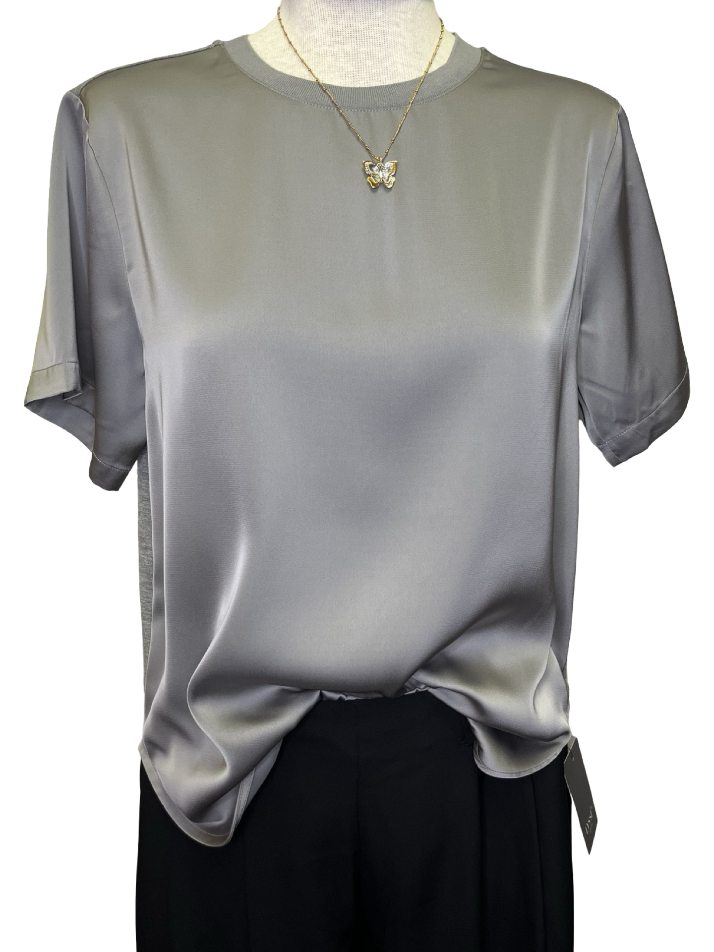 Aline Crew Neck Mix Media Top