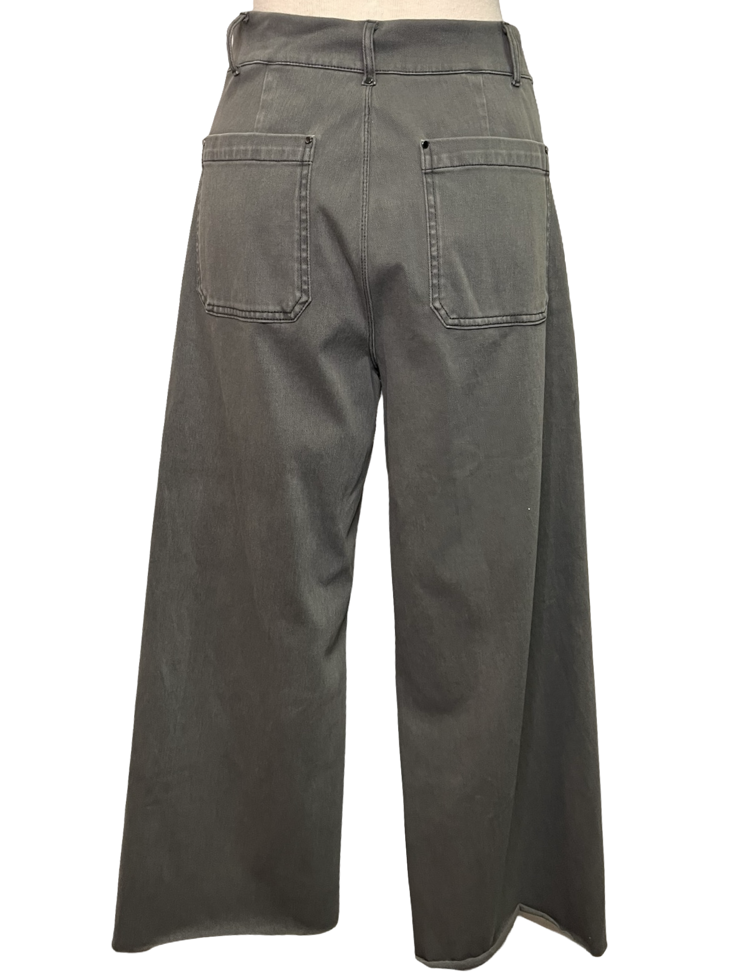 Erin Hi Waist Wide Leg Ponte Antique Wash Charcoal