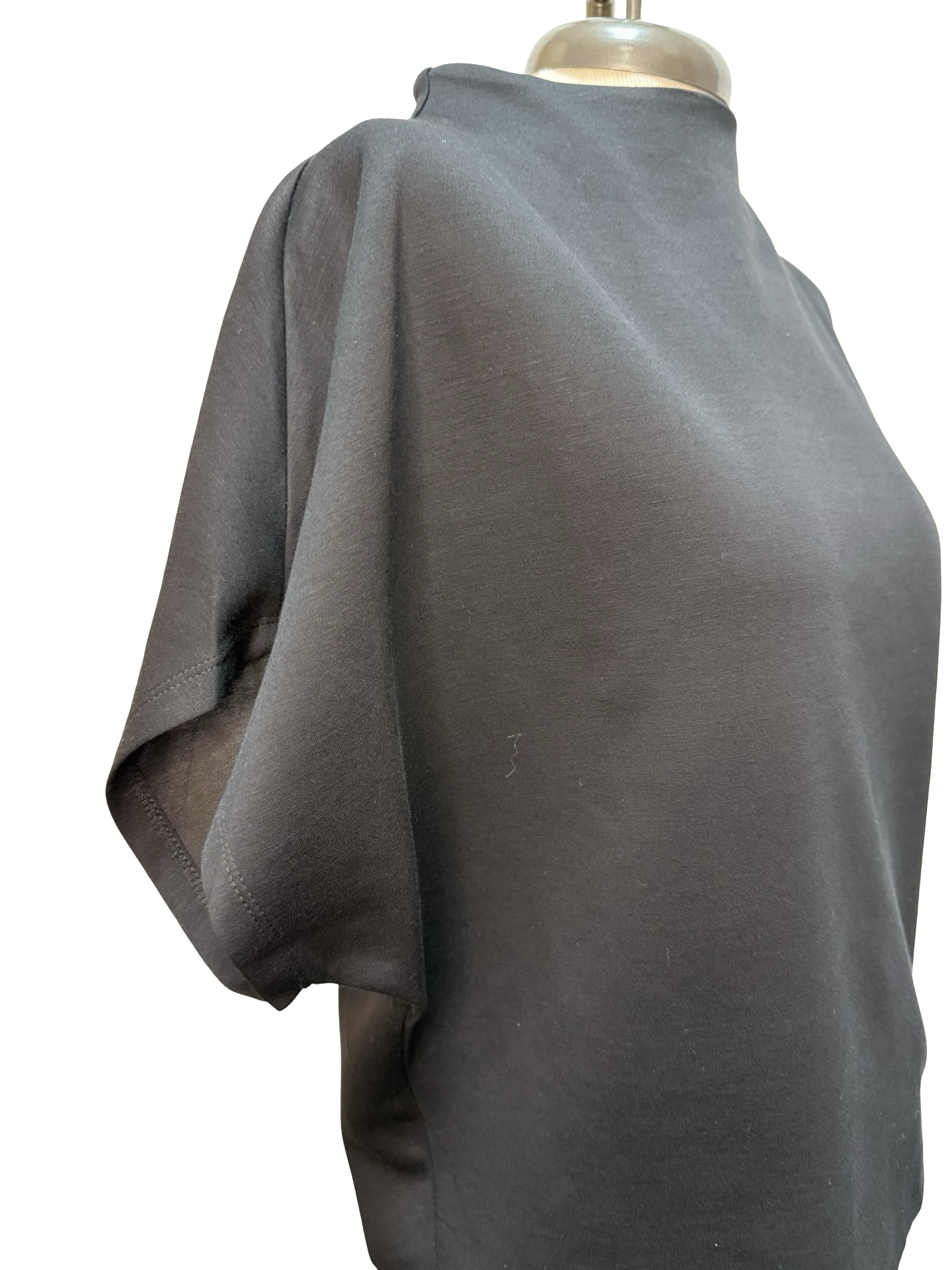 Mock Neck Batwing Sleeve Top Black