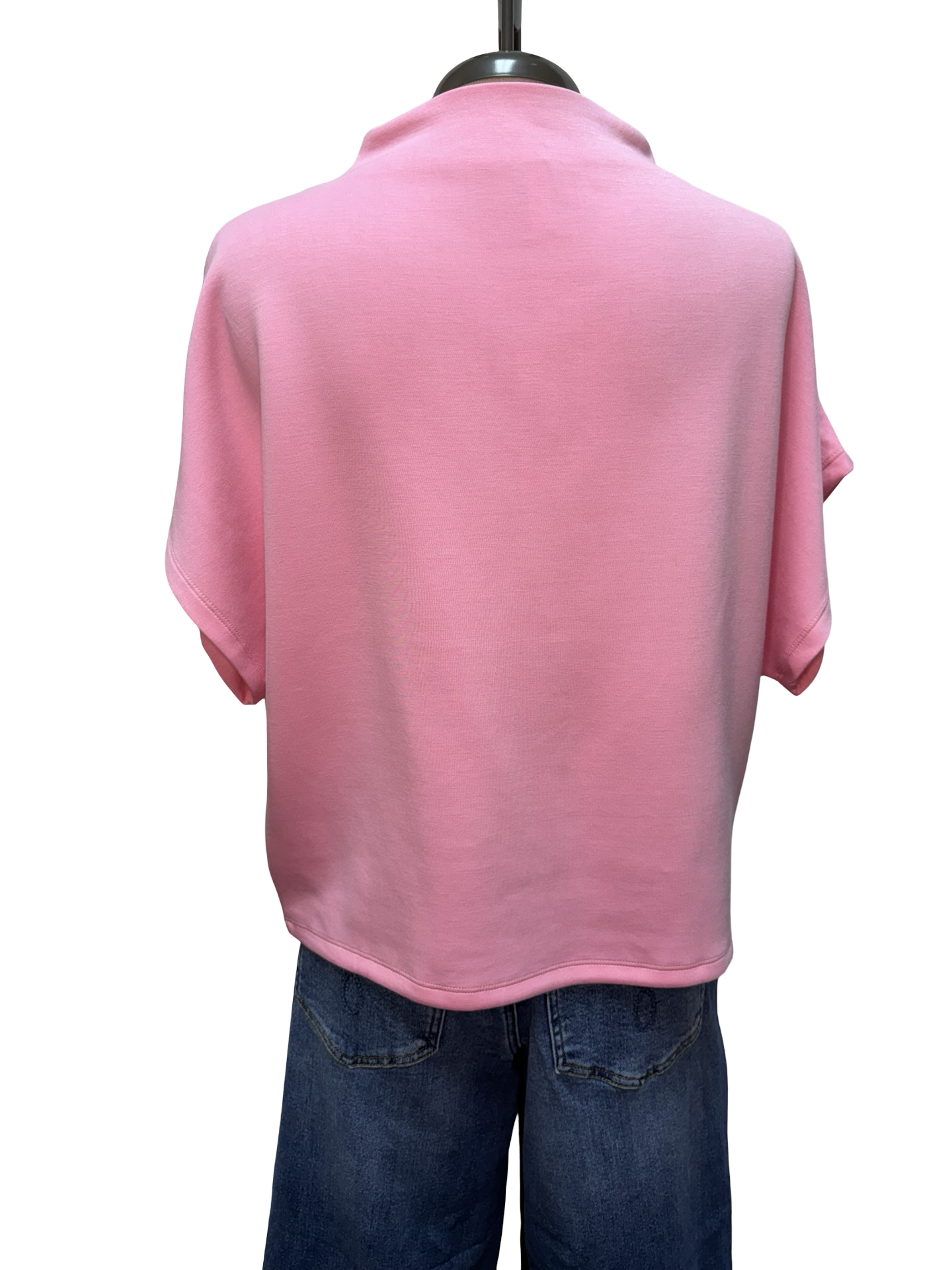 Mock Neck Batwing Sleeve Top Pink