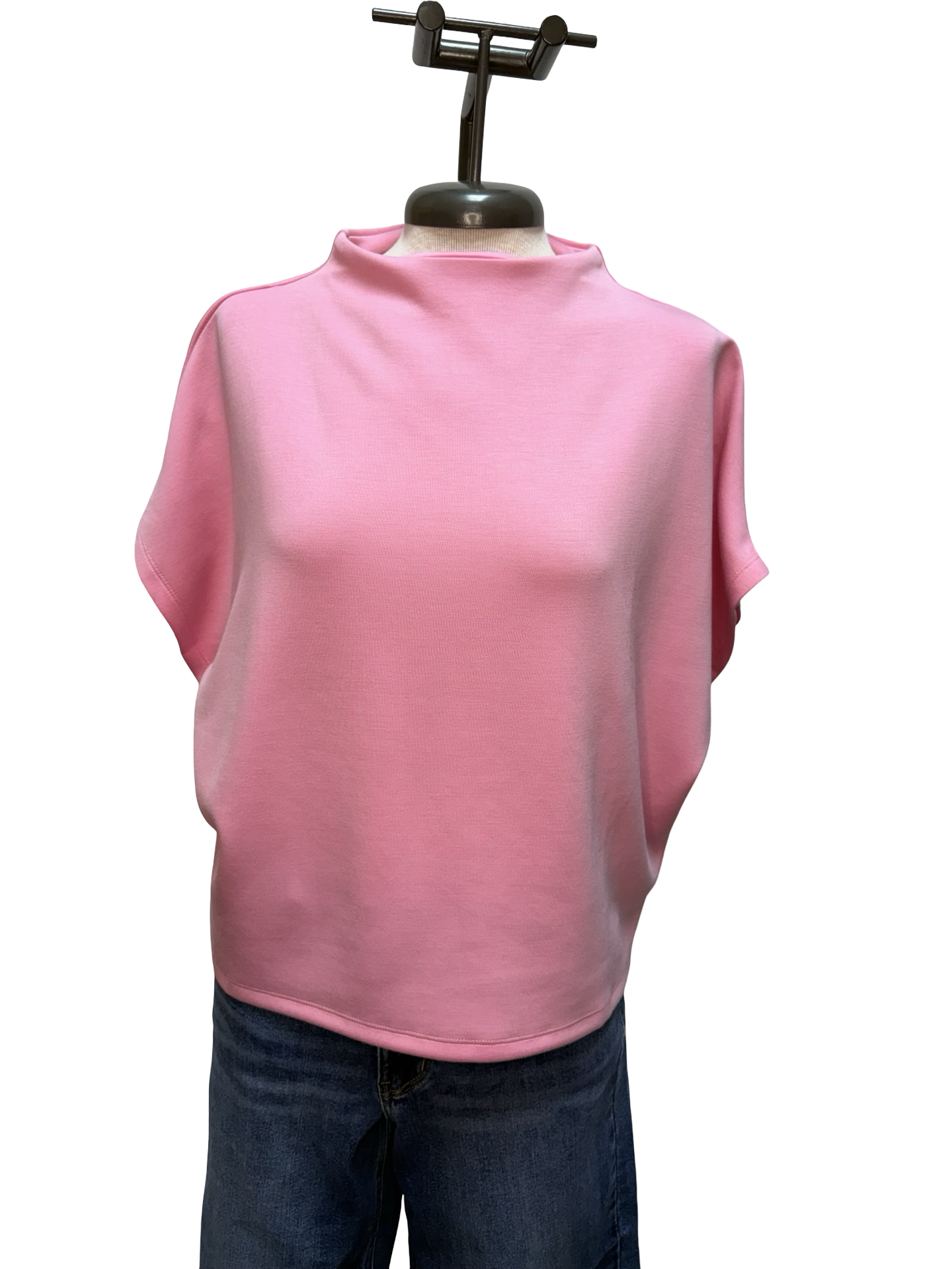 Mock Neck Batwing Sleeve Top Pink