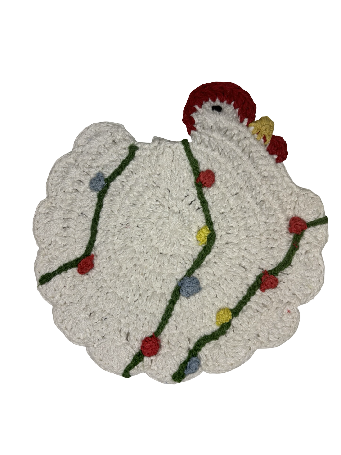 Chicken Christmas Crochet Trivet