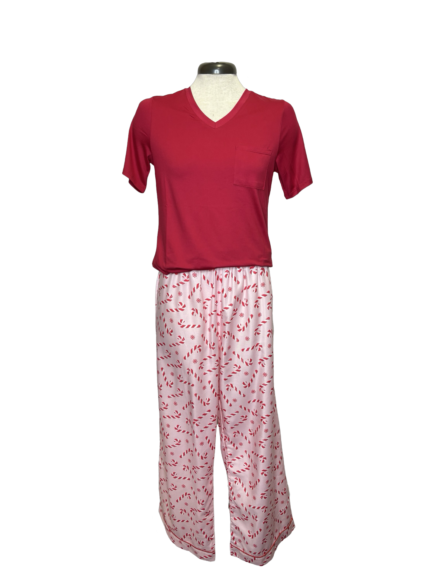 Holiday Pajama Pants Pink Candy Cane
