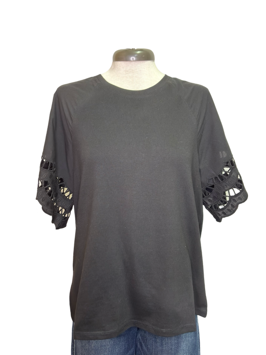 Levy Eyelet T-Shirt Black