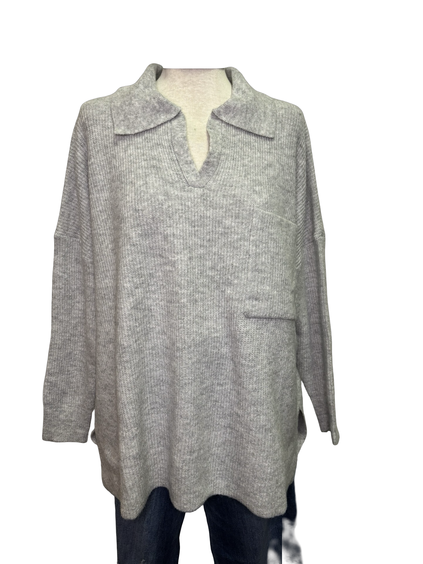 Noa Collared Sweater Gray One Size