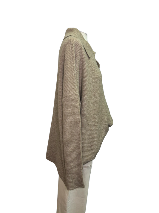 Noa Collared Sweater Tan One Size