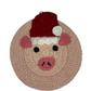 Pig Christmas Crochet Trivet