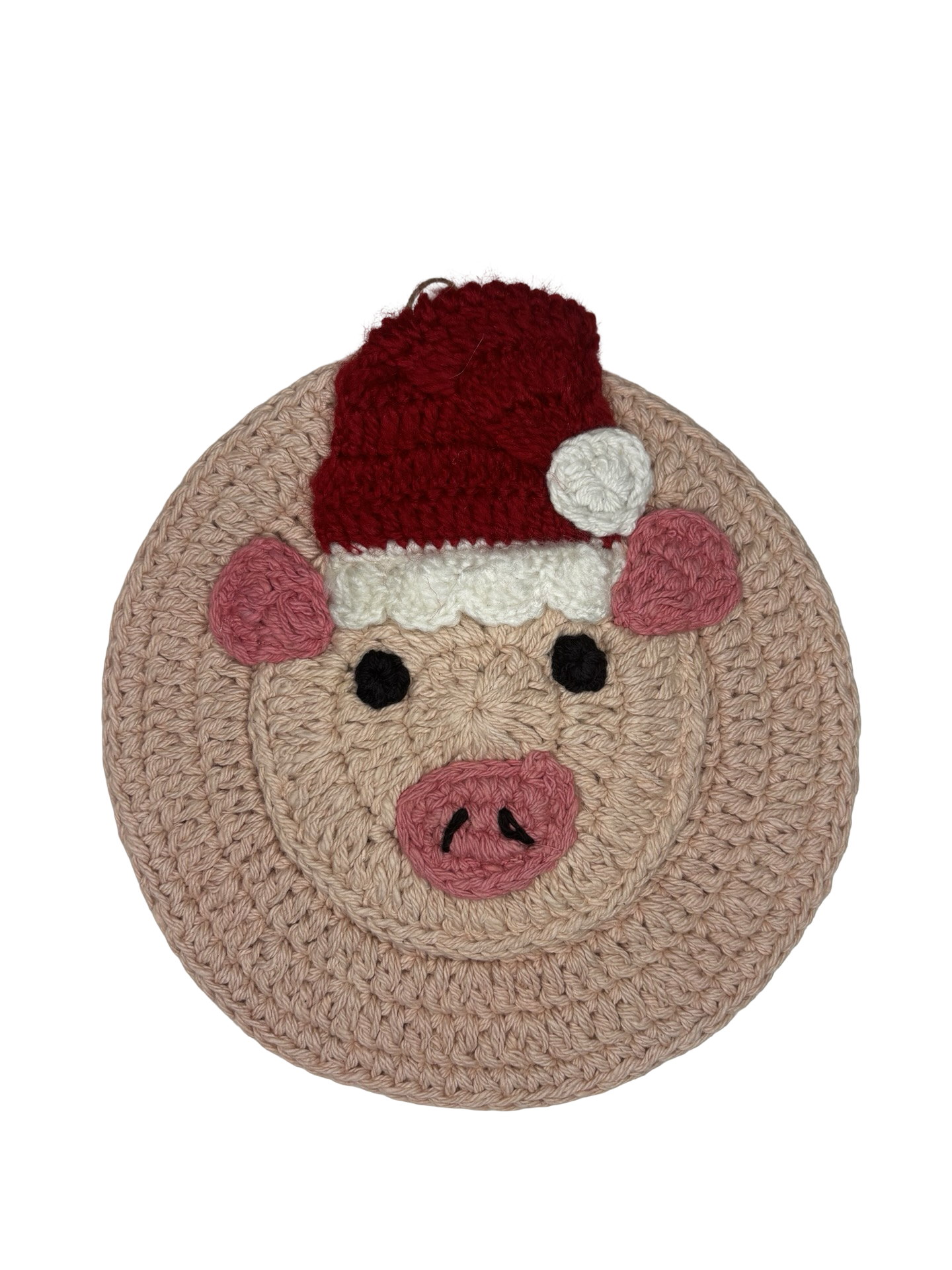 Pig Christmas Crochet Trivet