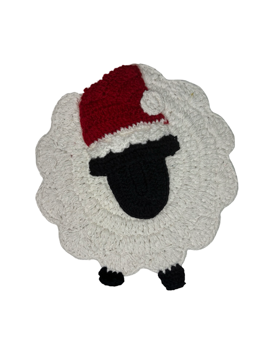 Sheep Christmas Crochet Trivet