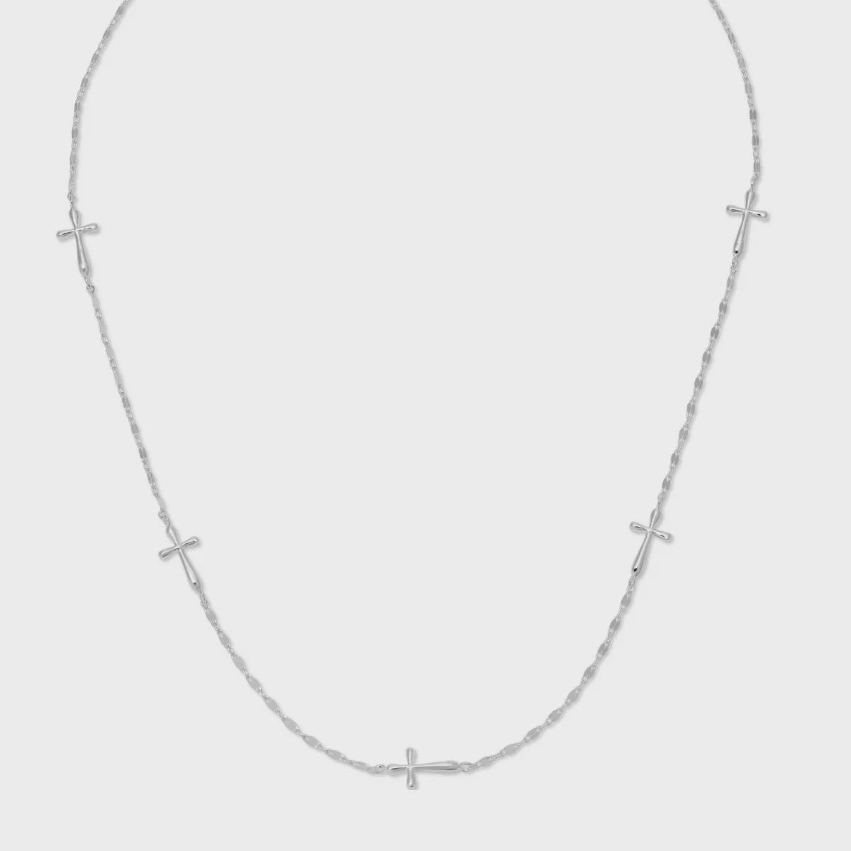 Minimalist Cross Collar Necklace Silver