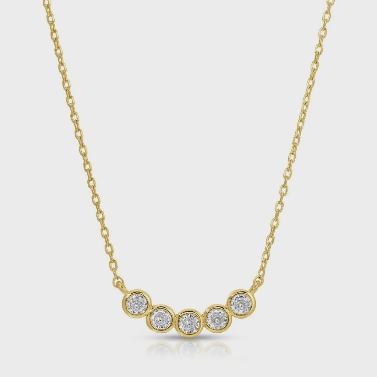 Faux Multi Diamond Necklace Gold
