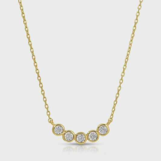 Faux Multi Diamond Necklace Gold