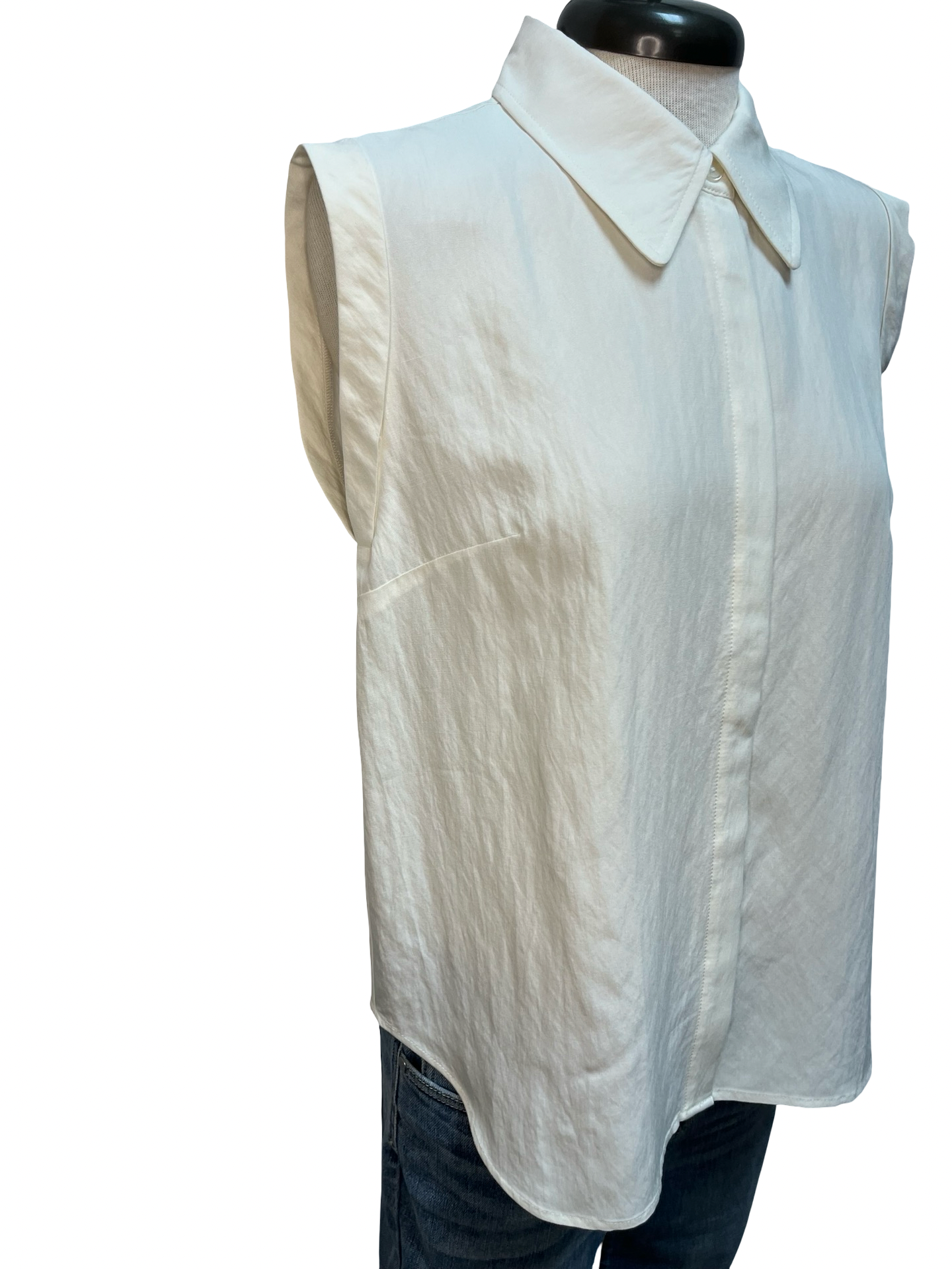 Cap Sleeve Hidden Placket Blouse