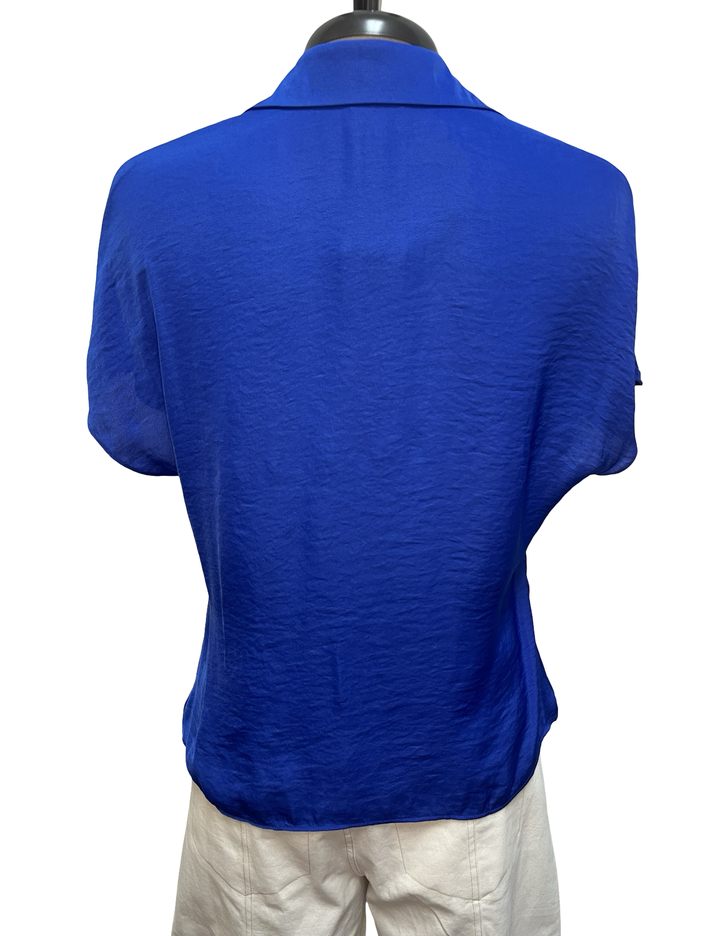 Drop Shoulder Button Up Blouse Capri Blue