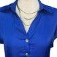 Drop Shoulder Button Up Blouse Capri Blue