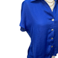 Drop Shoulder Button Up Blouse Capri Blue