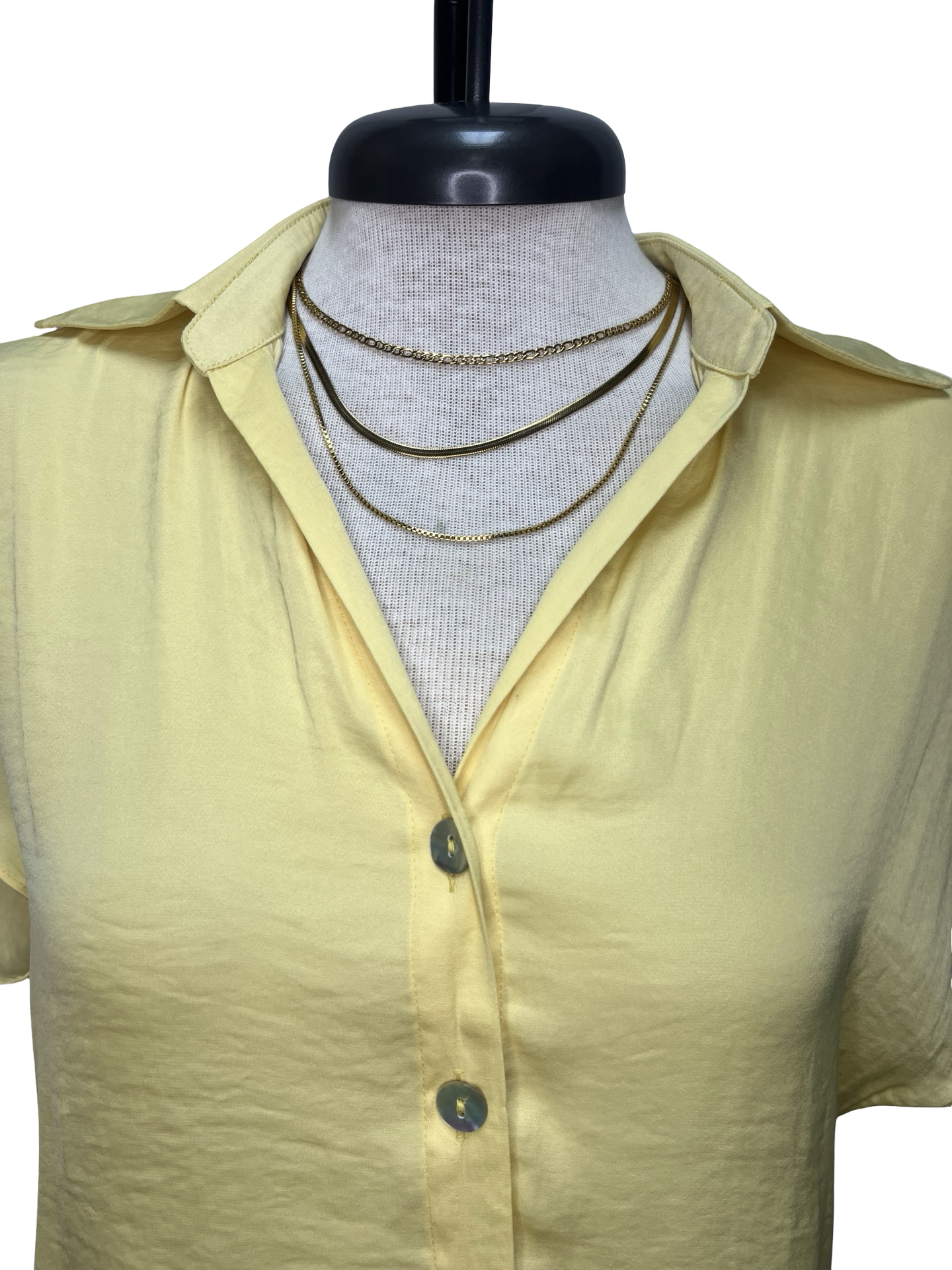 Drop Shoulder Button Up Blouse Pale Banana