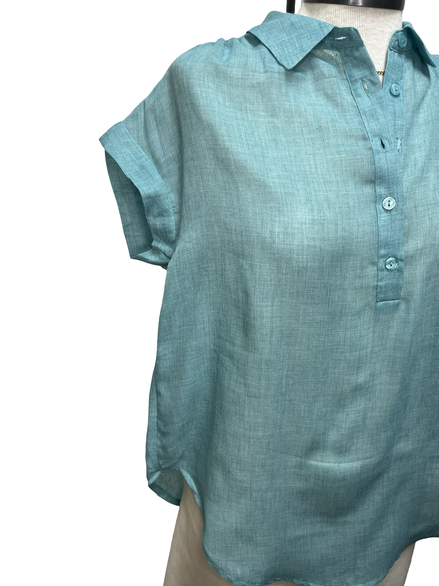 Short Sleeve Popover Blouse Emerald