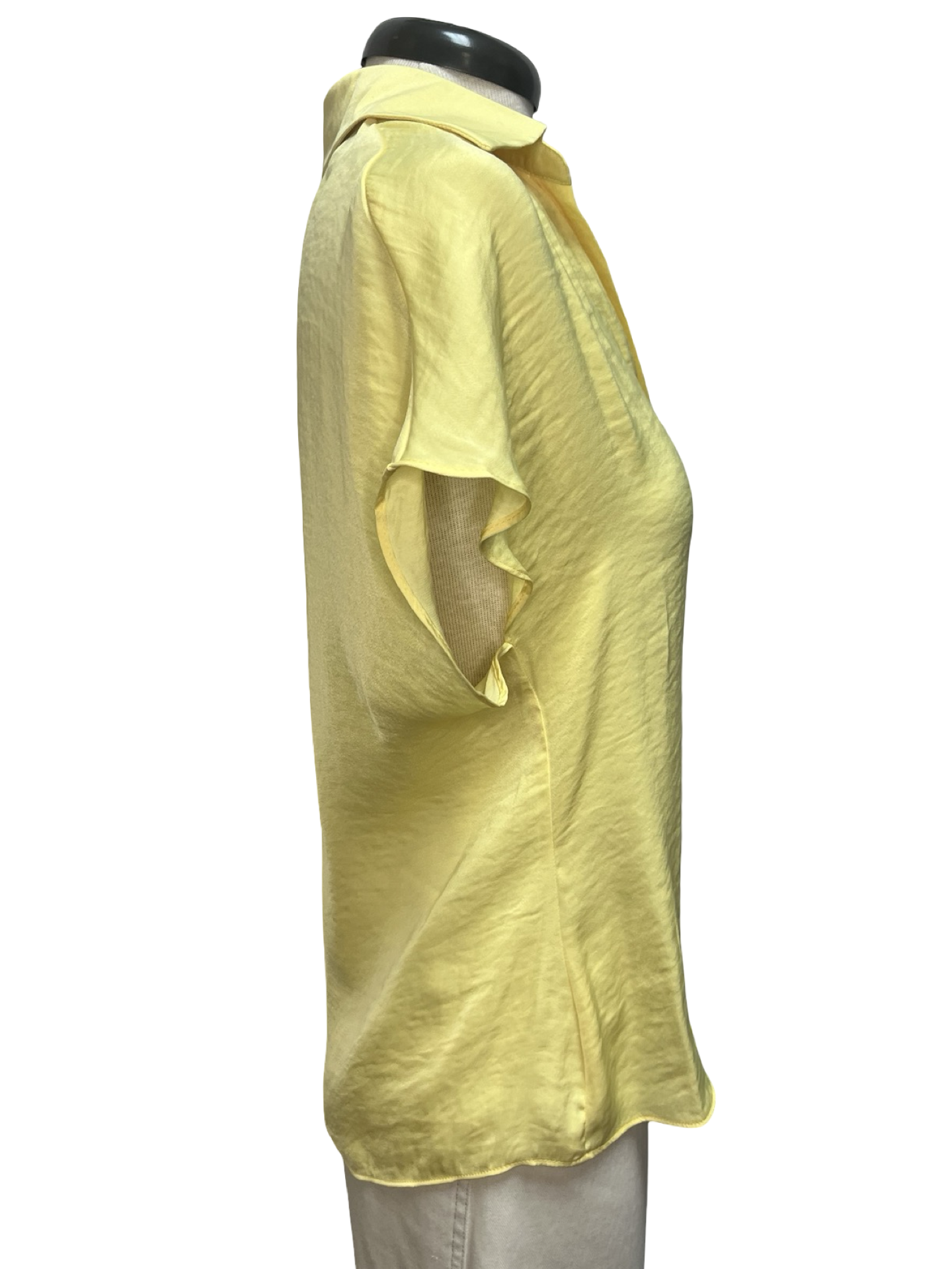 Drop Shoulder Button Up Blouse Pale Banana