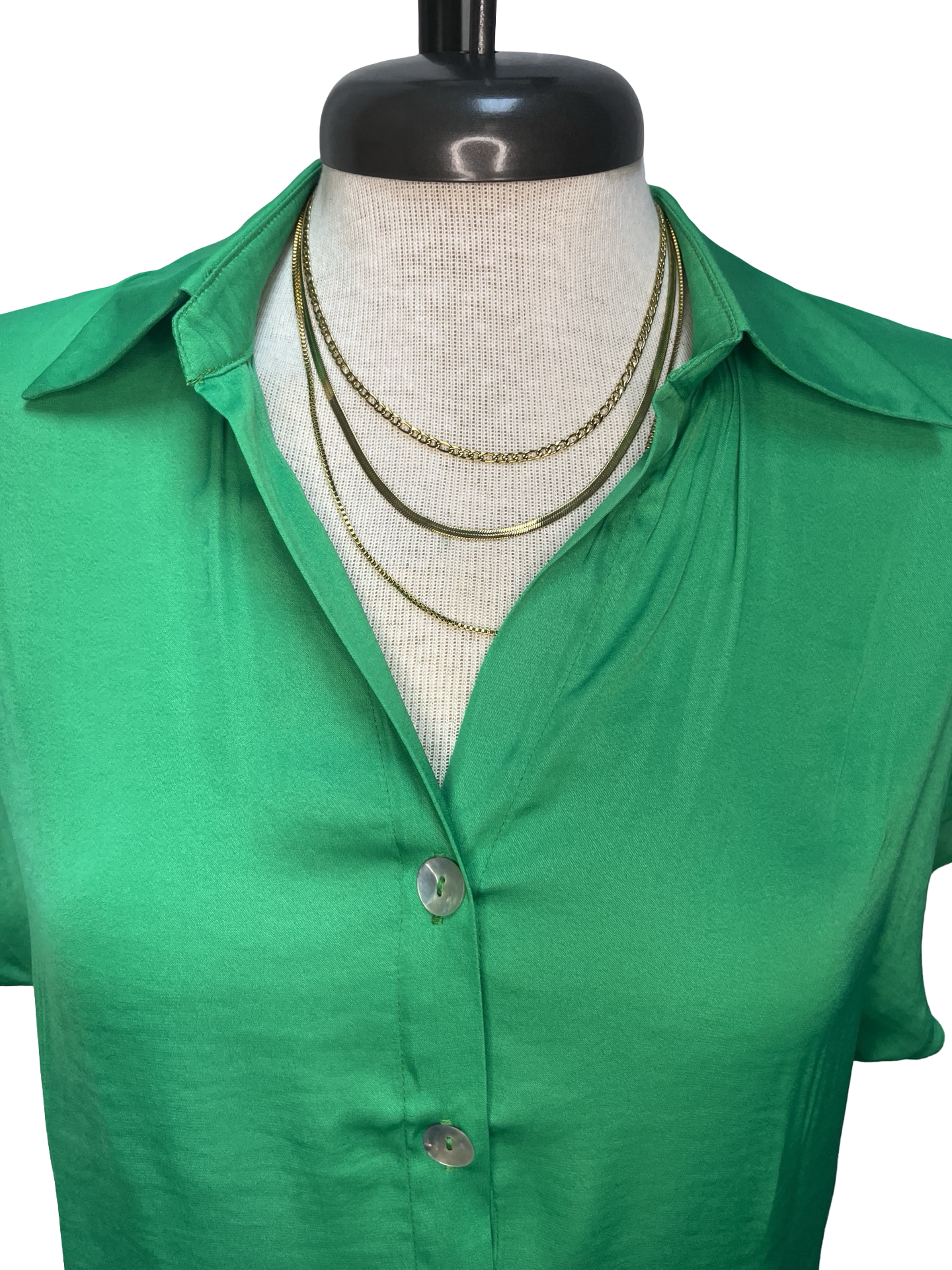 Drop Shoulder Button Up Blouse Peridot