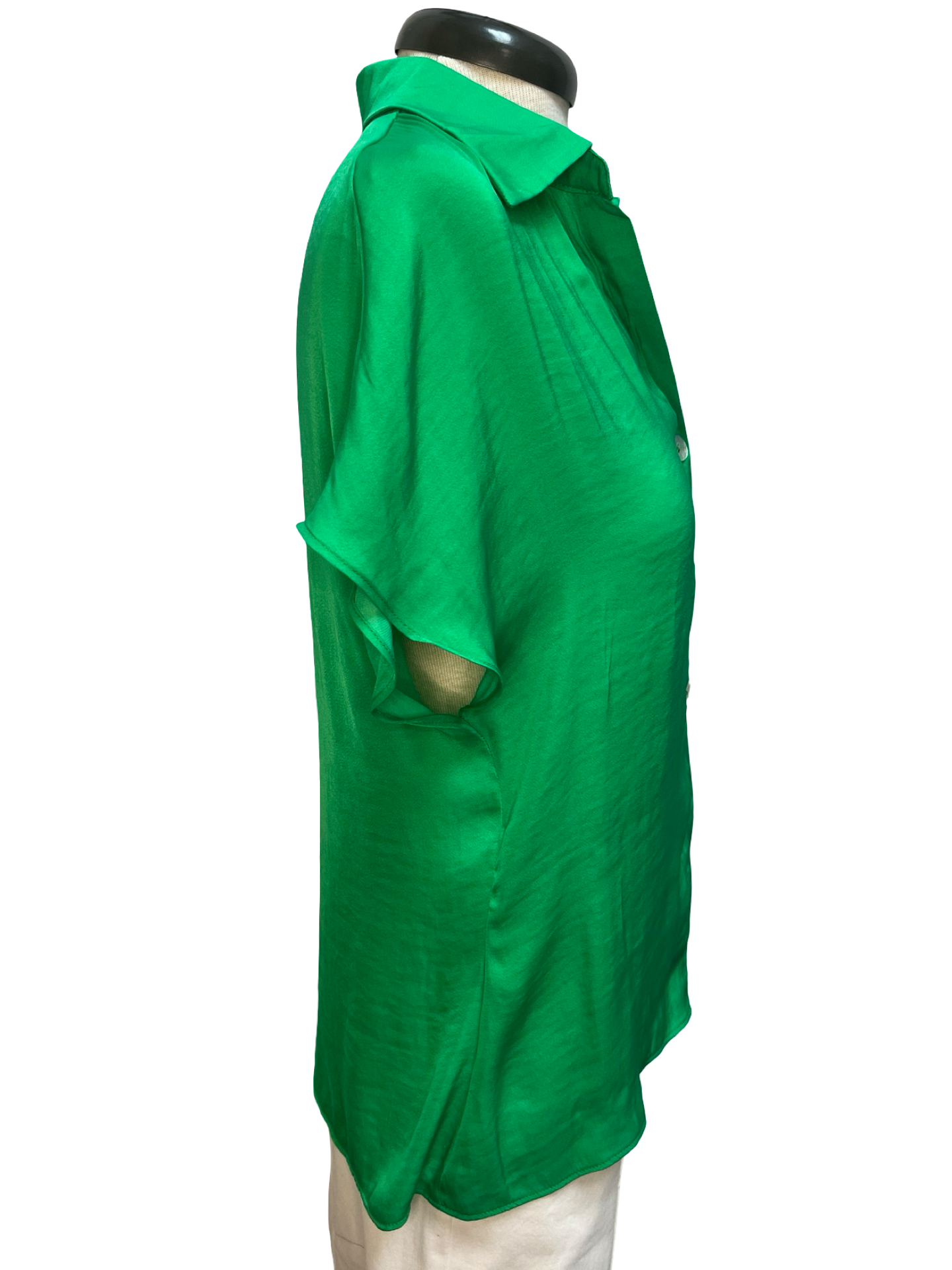Drop Shoulder Button Up Blouse Peridot