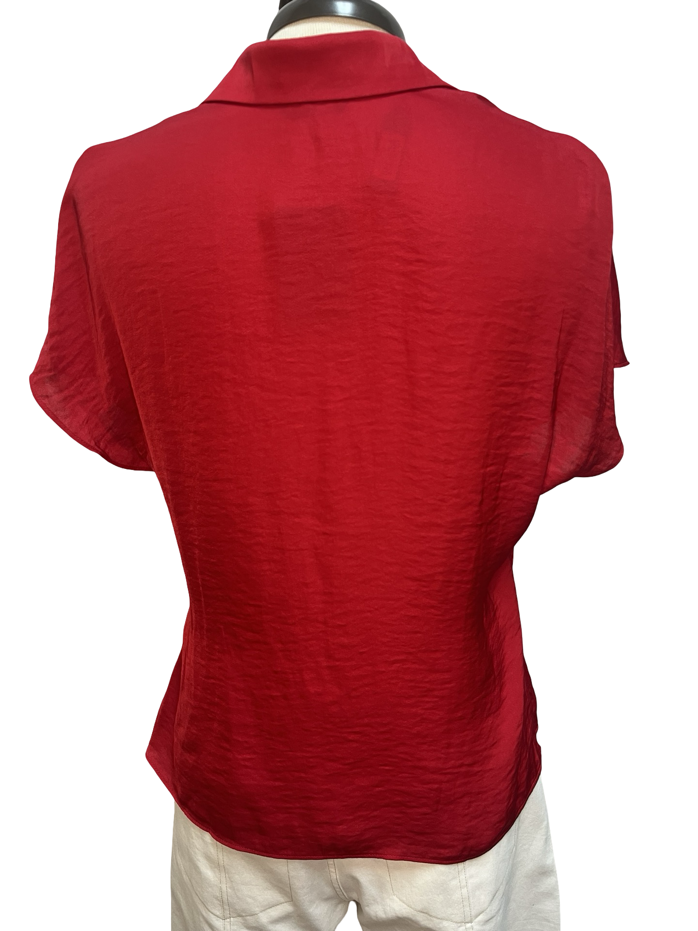 Drop Shoulder Button Up Blouse Red