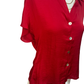 Drop Shoulder Button Up Blouse Red