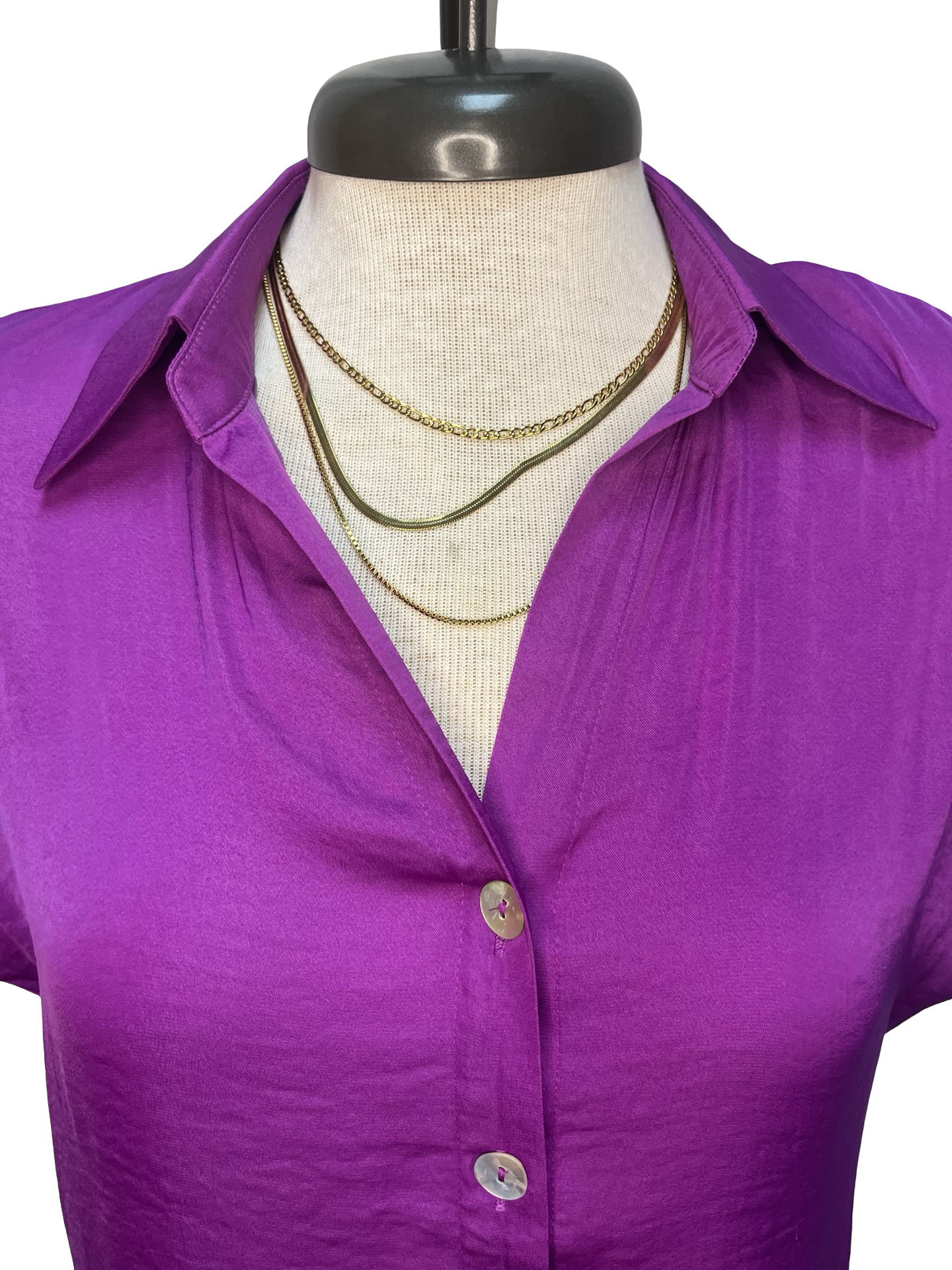 Drop Shoulder Button Up Blouse Viola