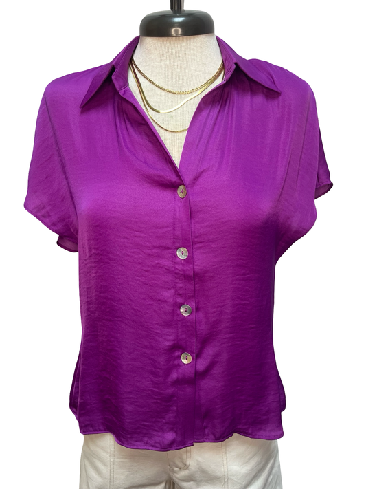 Drop Shoulder Button Up Blouse Viola