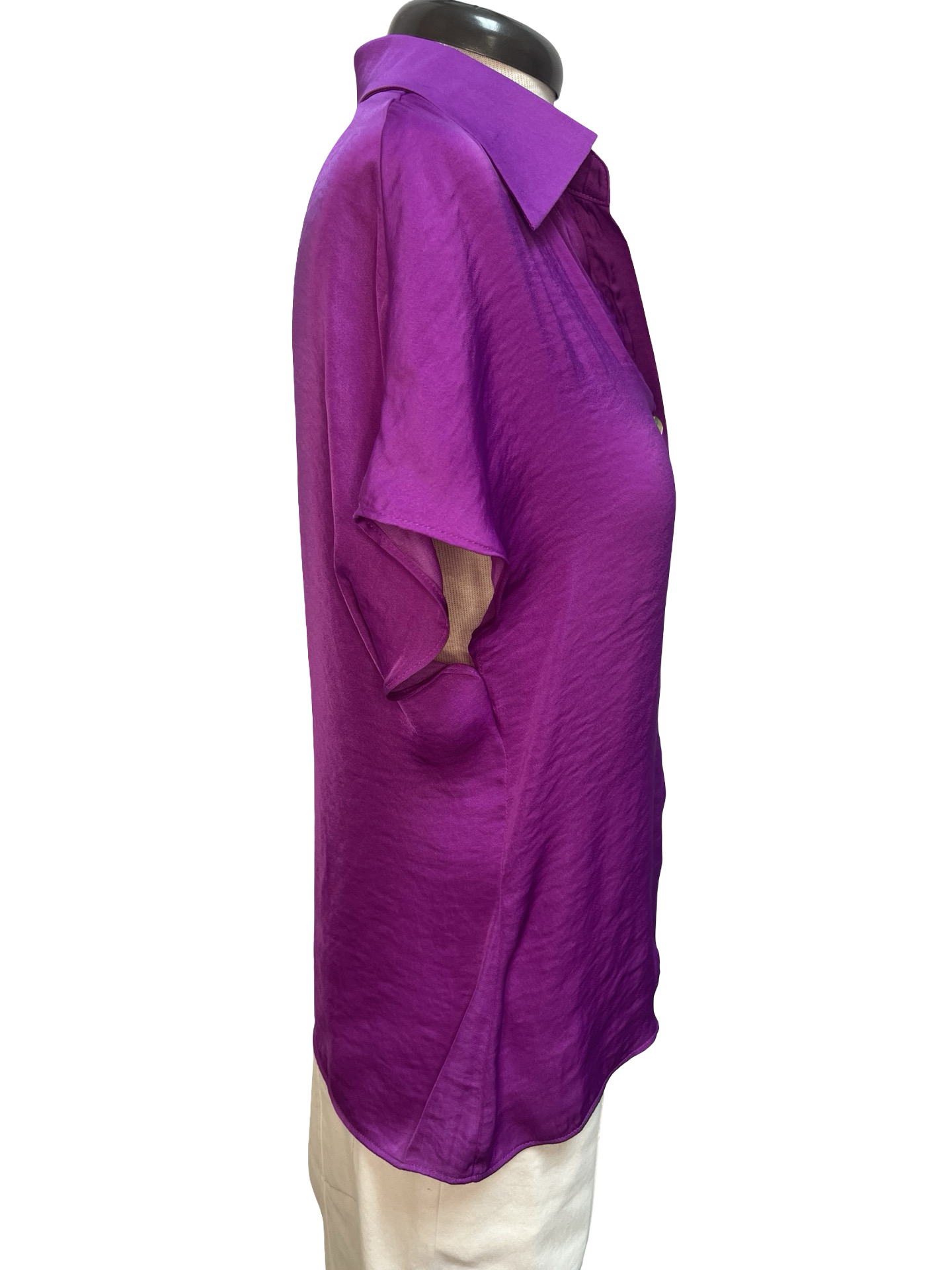 Drop Shoulder Button Up Blouse Viola