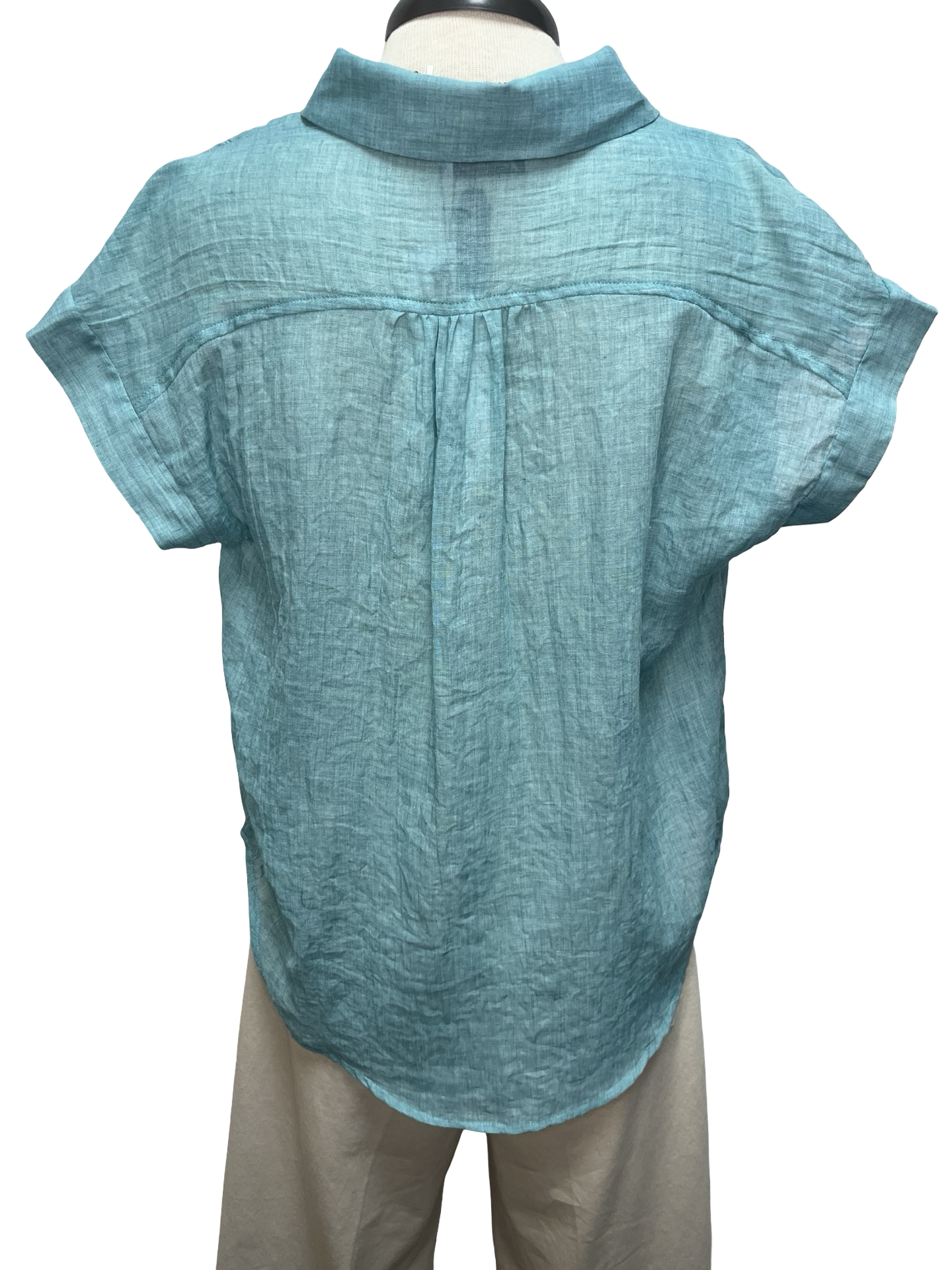 Short Sleeve Popover Blouse Emerald