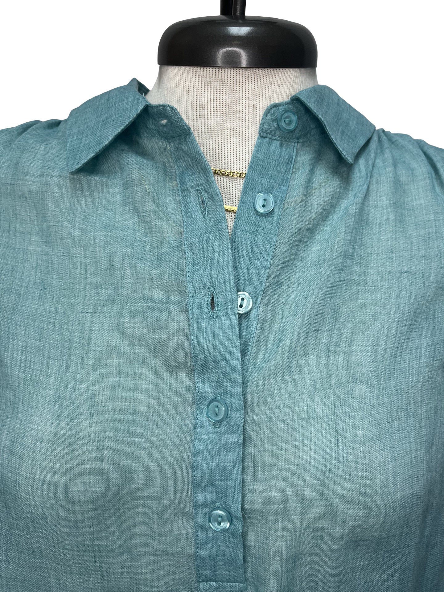 Short Sleeve Popover Blouse Emerald