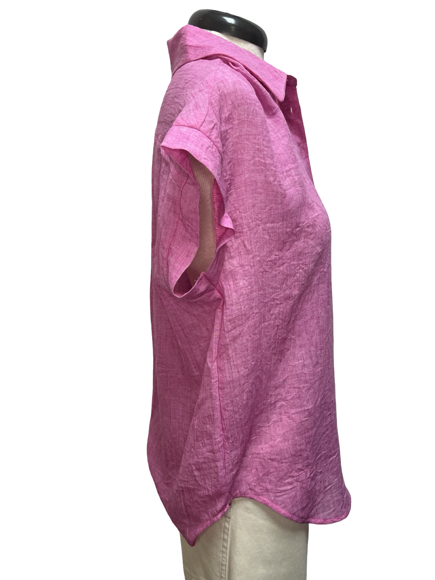 Short Sleeve Popover Blouse Hot Pink