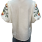 Floral Embroidered Placket Top White
