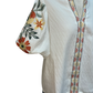 Floral Embroidered Placket Top White