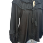 Long Sleeve Yoked Blouse Black
