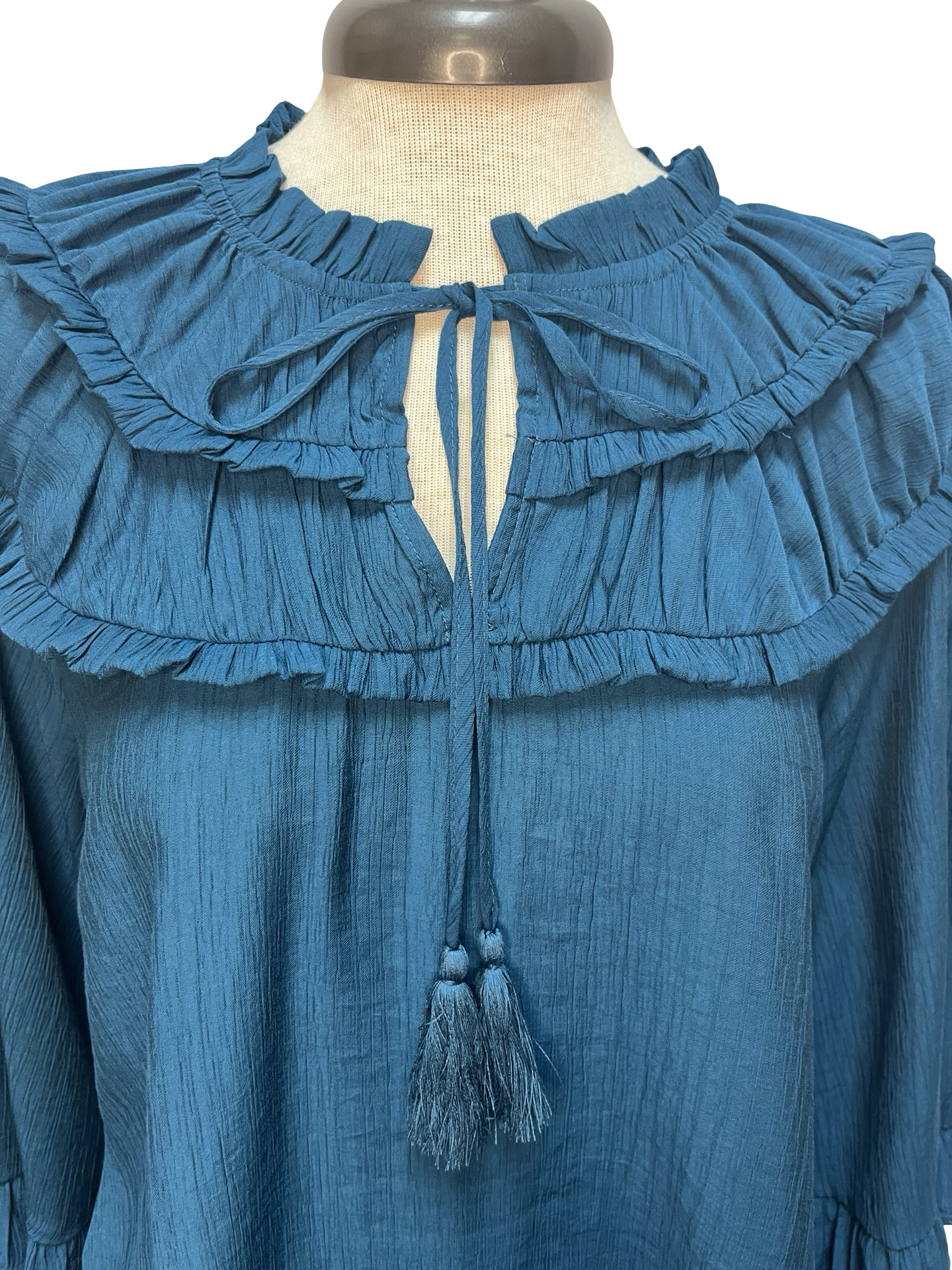 Long Sleeve Yoked Blouse Teal