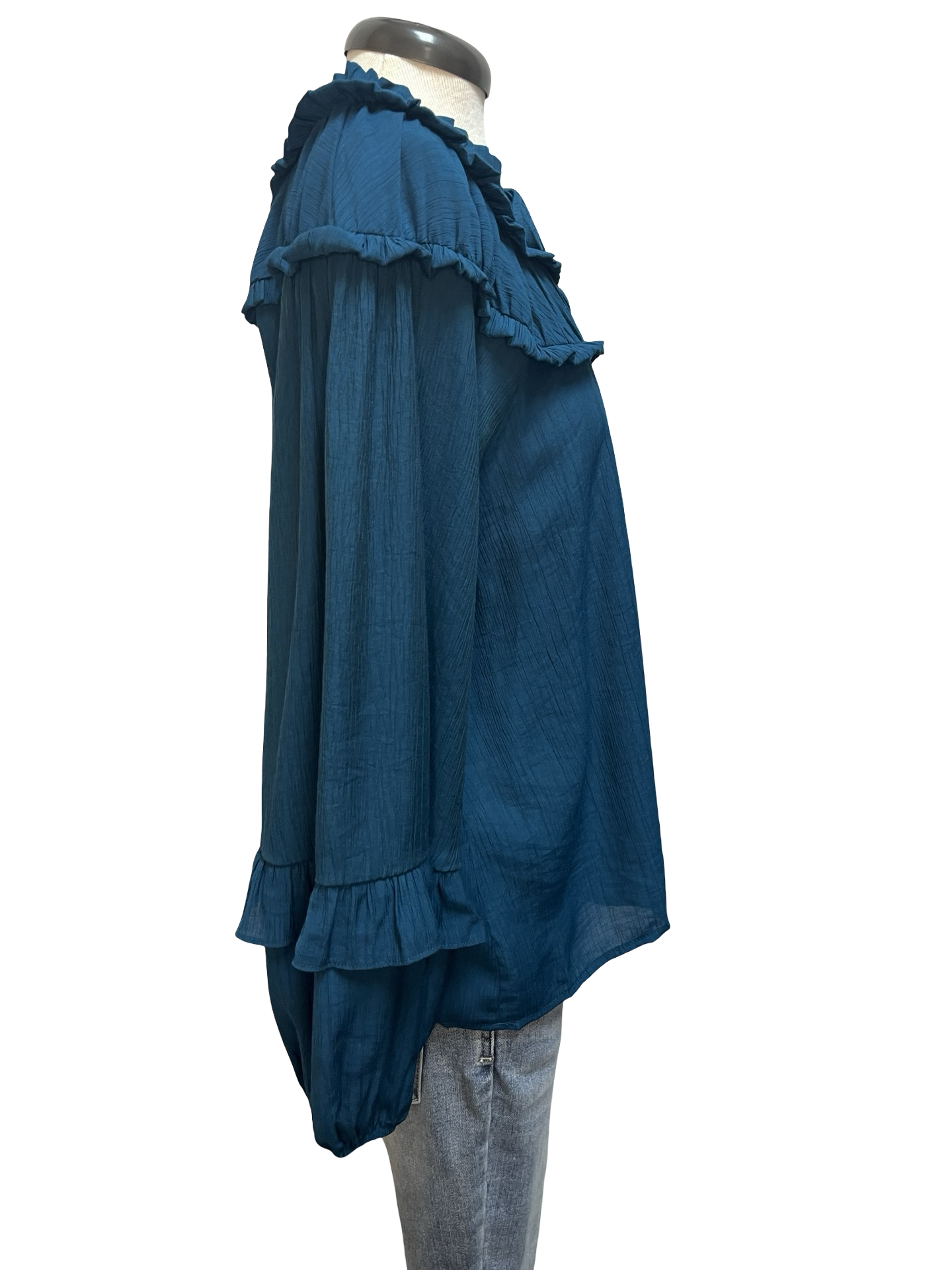 Long Sleeve Yoked Blouse Teal