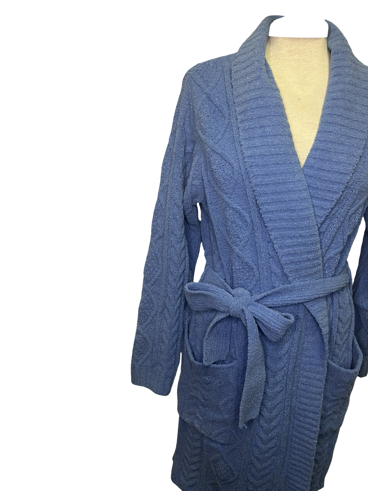 Chenille Cable Knit Robe Sea