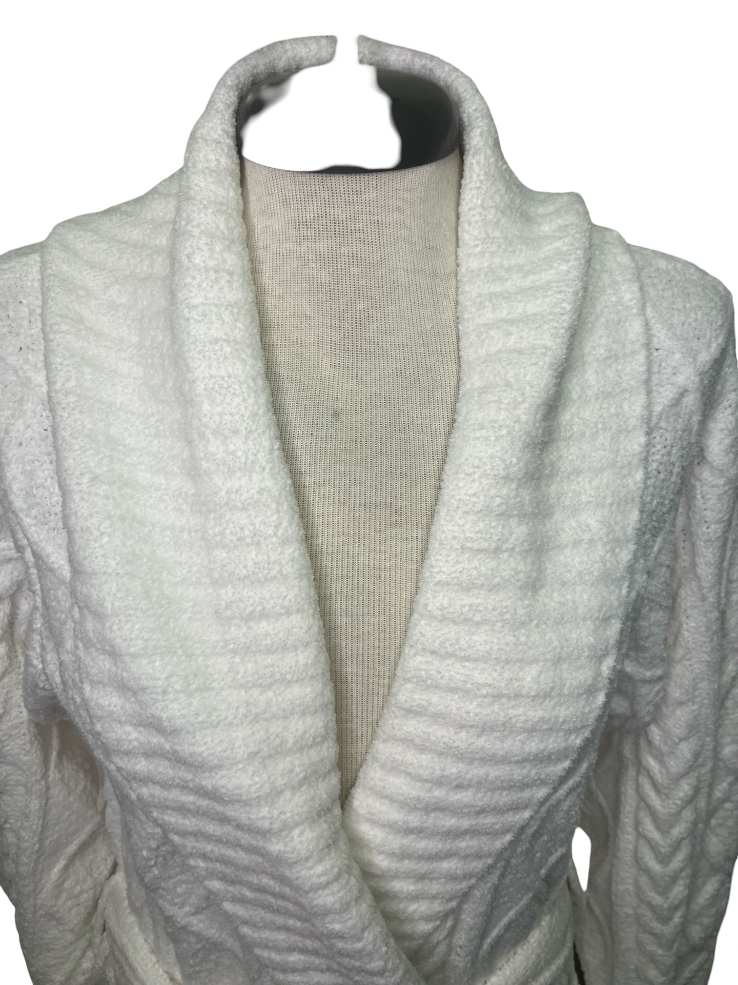 Chenille Cozy Cable Shawl Collar Robe Ivory