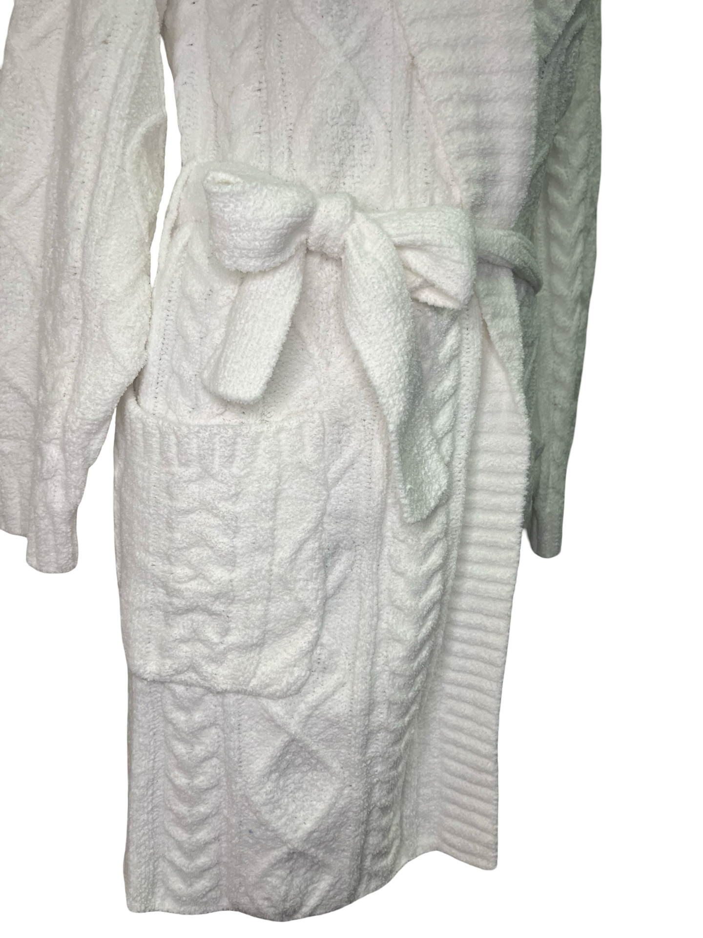 Chenille Cozy Cable Shawl Collar Robe Ivory